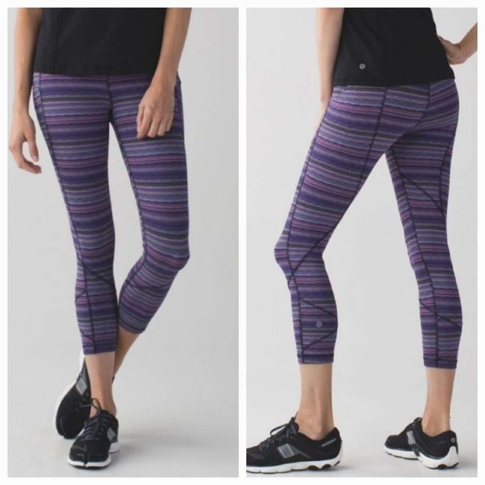 Lululemon Pace Rival Crop Leggings Space Dye Twist Ultra Violet Multi Size 4